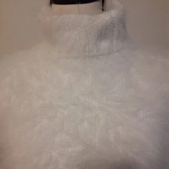 Shein (M) White Fluffy & Soft Sweater Turtleneck Sweater Dress - Picture 2 of 4